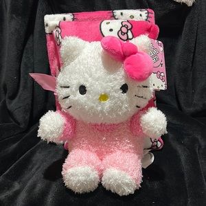 New HELLO KITTY TRAVEL  3 piece SET- plush -pillow -blanket